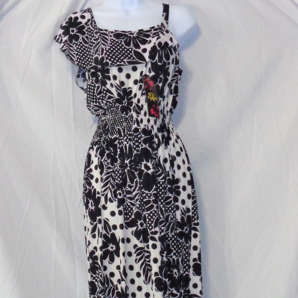 Dresses & Skirts - BEACH FASHION HAWAIIAN BLACK  FLORAL PRINT FULL LENGTH SUNDRESS L